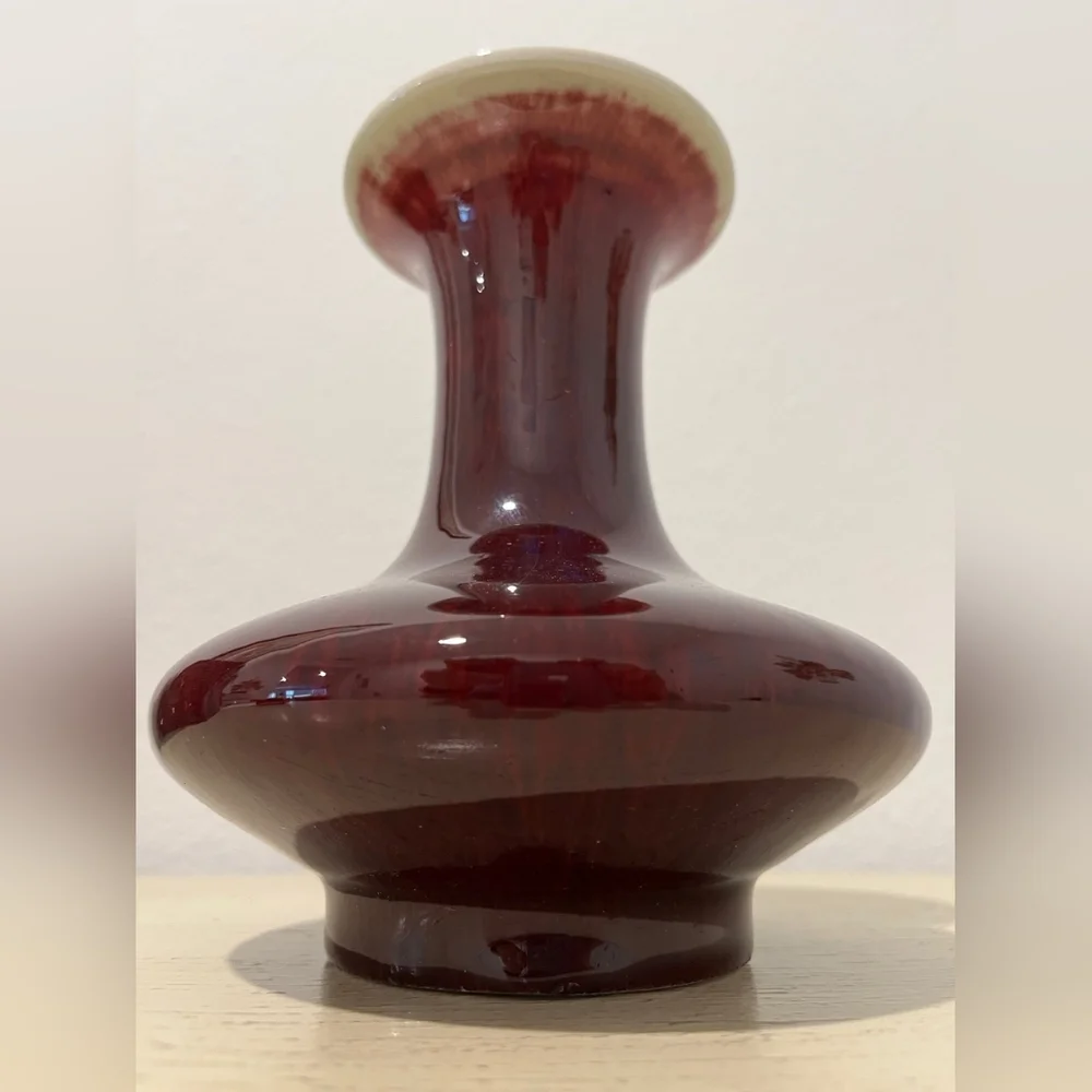 Rare Vintage Jingdezhen Oxblood Vase‎ From Gumps San Francisco With Box EUC